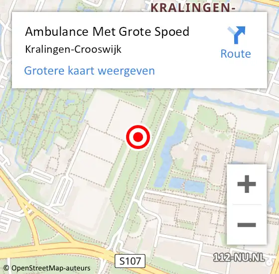 Locatie op kaart van de 112 melding: Ambulance Met Grote Spoed Naar Kralingen-Crooswijk op 2 december 2021 18:46