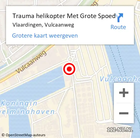 Locatie op kaart van de 112 melding: Trauma helikopter Met Grote Spoed Naar Vlaardingen, Vulcaanweg op 2 december 2021 18:58