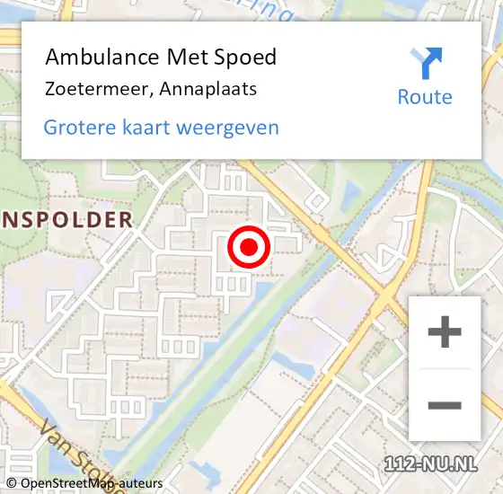 Locatie op kaart van de 112 melding: Ambulance Met Spoed Naar Zoetermeer, Annaplaats op 2 december 2021 19:00