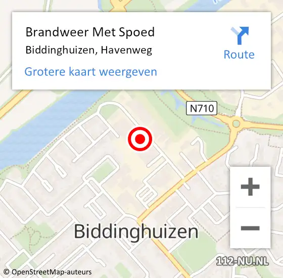 Locatie op kaart van de 112 melding: Brandweer Met Spoed Naar Biddinghuizen, Havenweg op 2 december 2021 19:02