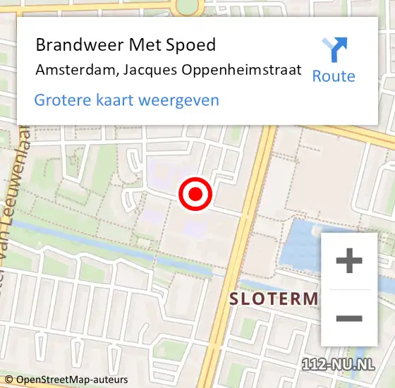 Locatie op kaart van de 112 melding: Brandweer Met Spoed Naar Amsterdam, Jacques Oppenheimstraat op 2 december 2021 19:05