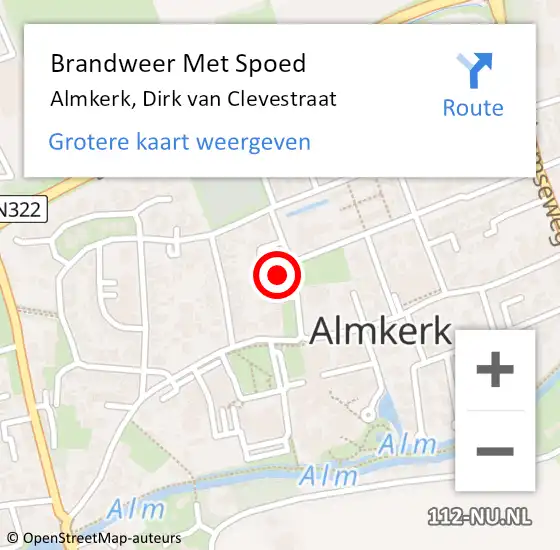 Locatie op kaart van de 112 melding: Brandweer Met Spoed Naar Almkerk, Dirk van Clevestraat op 2 december 2021 19:25