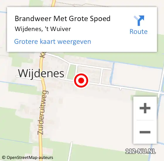 Locatie op kaart van de 112 melding: Brandweer Met Grote Spoed Naar Wijdenes, 't Wuiver op 2 december 2021 19:34