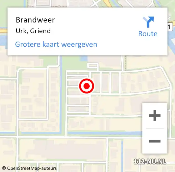 Locatie op kaart van de 112 melding: Brandweer Urk, Griend op 2 december 2021 19:45