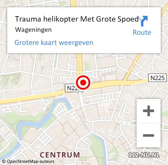 Locatie op kaart van de 112 melding: Trauma helikopter Met Grote Spoed Naar Wageningen op 2 december 2021 19:46