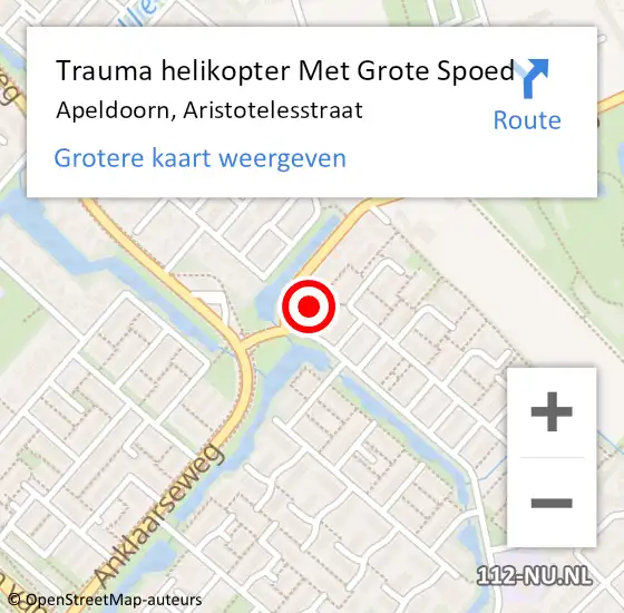 Locatie op kaart van de 112 melding: Trauma helikopter Met Grote Spoed Naar Apeldoorn, Aristotelesstraat op 2 december 2021 20:01