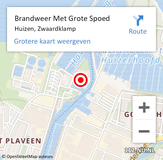 Locatie op kaart van de 112 melding: Brandweer Met Grote Spoed Naar Huizen, Zwaardklamp op 2 december 2021 20:49