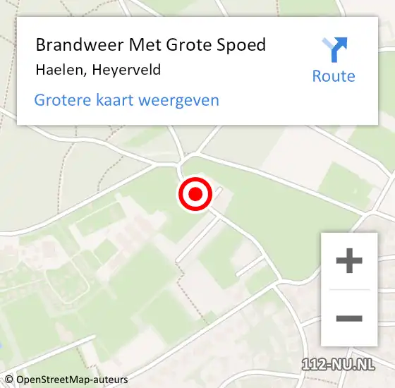 Locatie op kaart van de 112 melding: Brandweer Met Grote Spoed Naar Haelen, Heyerveld op 2 december 2021 21:09