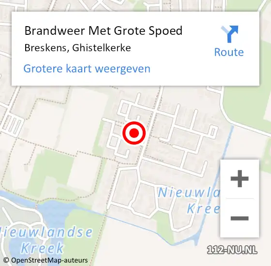 Locatie op kaart van de 112 melding: Brandweer Met Grote Spoed Naar Breskens, Ghistelkerke op 2 december 2021 21:27