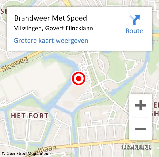 Locatie op kaart van de 112 melding: Brandweer Met Spoed Naar Vlissingen, Govert Flincklaan op 2 december 2021 21:30