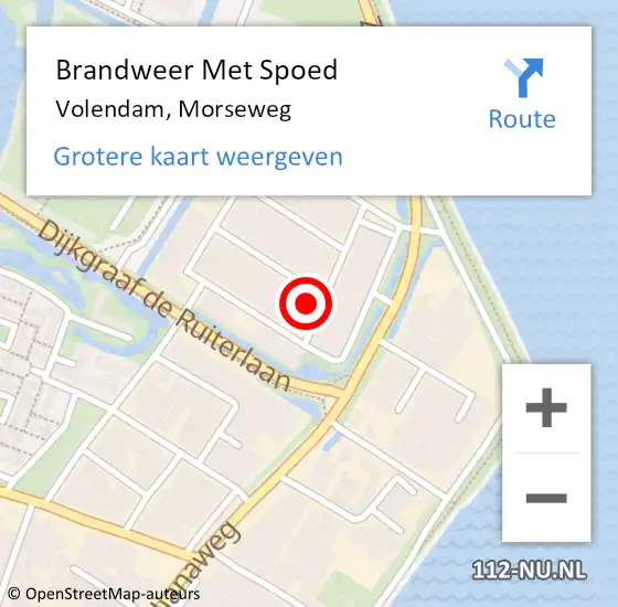 Locatie op kaart van de 112 melding: Brandweer Met Spoed Naar Volendam, Morseweg op 2 december 2021 21:56