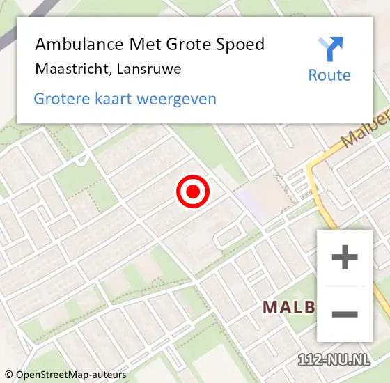 Locatie op kaart van de 112 melding: Ambulance Met Grote Spoed Naar Maastricht, Lansruwe op 1 juli 2014 08:42