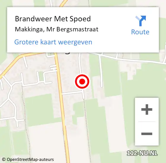 Locatie op kaart van de 112 melding: Brandweer Met Spoed Naar Makkinga, Mr Bergsmastraat op 2 december 2021 22:14