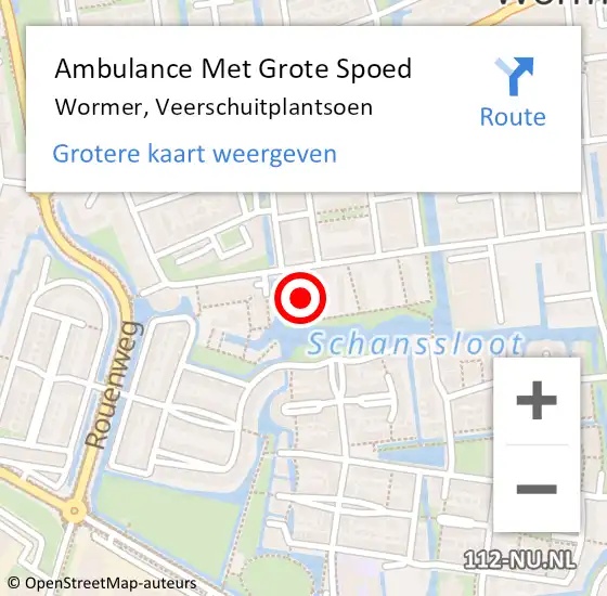 Locatie op kaart van de 112 melding: Ambulance Met Grote Spoed Naar Wormer, Veerschuitplantsoen op 2 december 2021 22:17