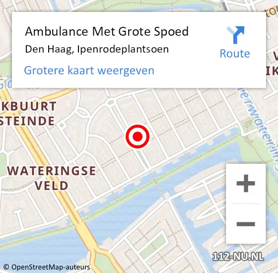 Locatie op kaart van de 112 melding: Ambulance Met Grote Spoed Naar Den Haag, Ipenrodeplantsoen op 2 december 2021 22:53