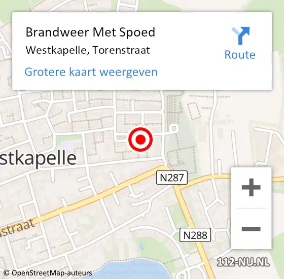 Locatie op kaart van de 112 melding: Brandweer Met Spoed Naar Westkapelle, Torenstraat op 2 december 2021 23:40