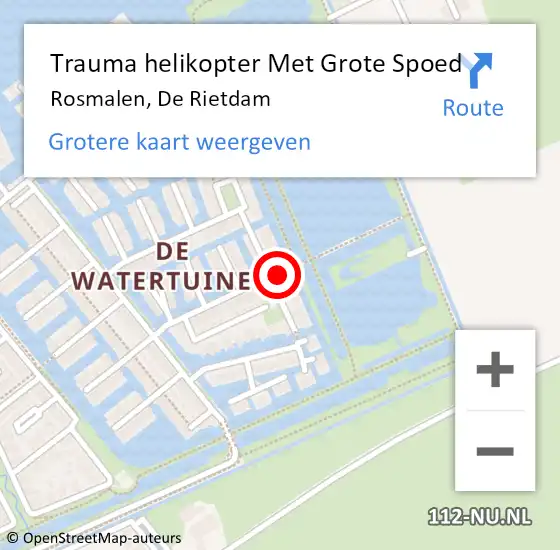 Locatie op kaart van de 112 melding: Trauma helikopter Met Grote Spoed Naar Rosmalen, De Rietdam op 3 december 2021 00:16