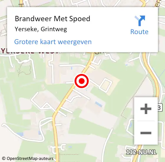 Locatie op kaart van de 112 melding: Brandweer Met Spoed Naar Yerseke, Grintweg op 3 december 2021 00:39