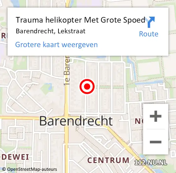 Locatie op kaart van de 112 melding: Trauma helikopter Met Grote Spoed Naar Barendrecht, Lekstraat op 3 december 2021 00:54