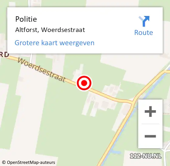 Locatie op kaart van de 112 melding: Politie Altforst, Woerdsestraat op 3 december 2021 00:55