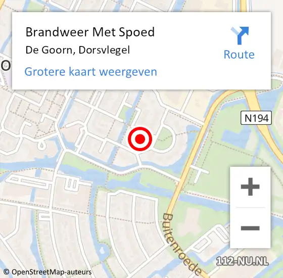 Locatie op kaart van de 112 melding: Brandweer Met Spoed Naar De Goorn, Dorsvlegel op 3 december 2021 00:59