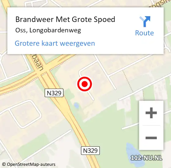 Locatie op kaart van de 112 melding: Brandweer Met Grote Spoed Naar Oss, Longobardenweg op 3 december 2021 00:59