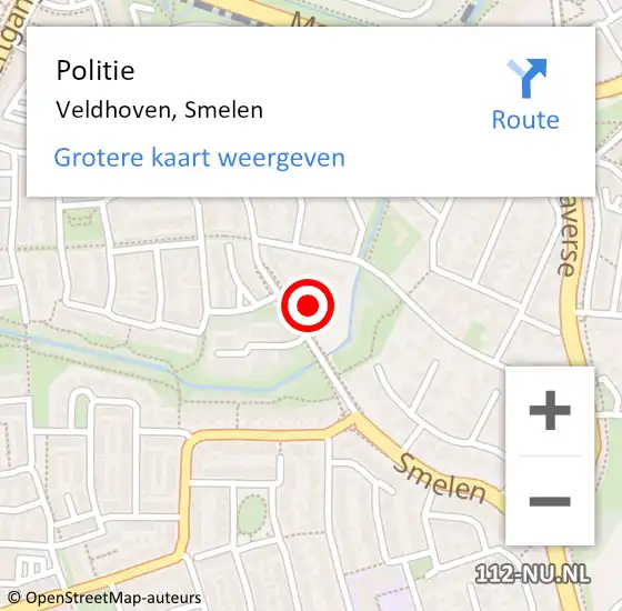 Locatie op kaart van de 112 melding: Politie Veldhoven, Smelen op 3 december 2021 01:41