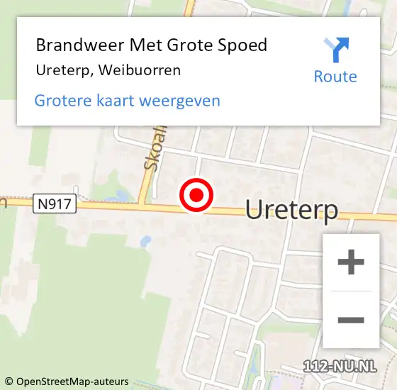 Locatie op kaart van de 112 melding: Brandweer Met Grote Spoed Naar Ureterp, Weibuorren op 3 december 2021 02:12