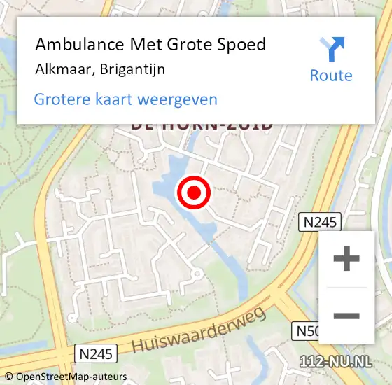 Locatie op kaart van de 112 melding: Ambulance Met Grote Spoed Naar Alkmaar, Brigantijn op 3 december 2021 02:25