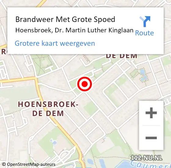 Locatie op kaart van de 112 melding: Brandweer Met Grote Spoed Naar Hoensbroek, Dr. Martin Luther Kinglaan op 3 december 2021 03:14