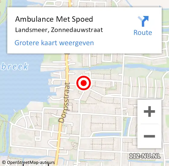 Locatie op kaart van de 112 melding: Ambulance Met Spoed Naar Landsmeer, Zonnedauwstraat op 3 december 2021 03:17