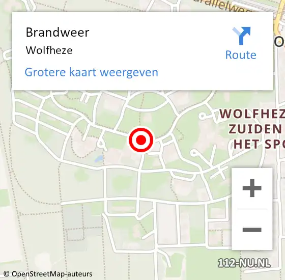 Locatie op kaart van de 112 melding: Brandweer Wolfheze op 1 juli 2014 08:56