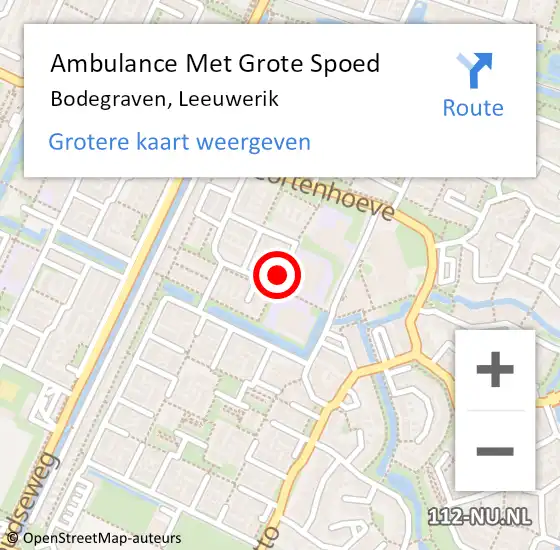 Locatie op kaart van de 112 melding: Ambulance Met Grote Spoed Naar Bodegraven, Leeuwerik op 3 december 2021 04:15