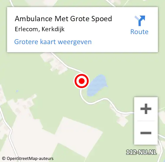 Locatie op kaart van de 112 melding: Ambulance Met Grote Spoed Naar Erlecom, Kerkdijk op 3 december 2021 04:33