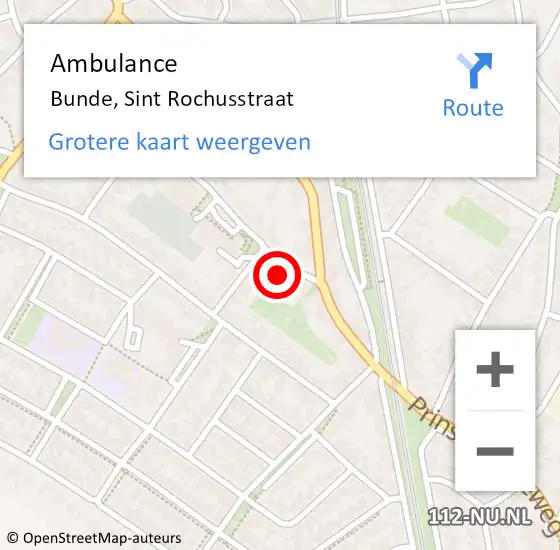 Locatie op kaart van de 112 melding: Ambulance Bunde, Sint Rochusstraat op 1 juli 2014 08:58