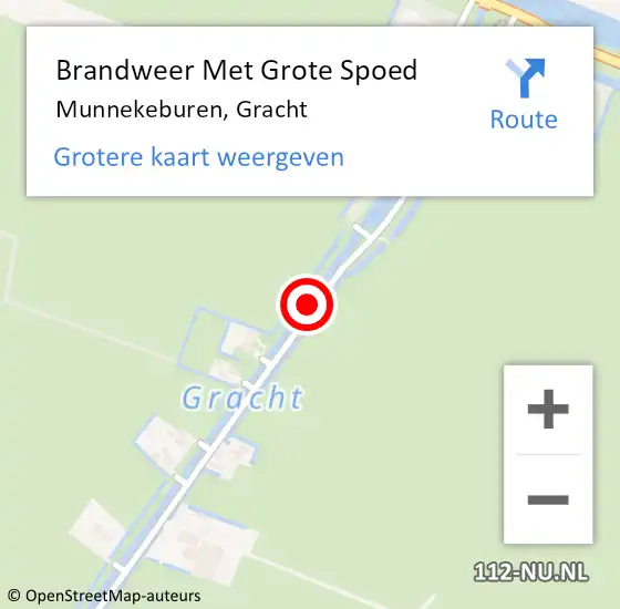 Locatie op kaart van de 112 melding: Brandweer Met Grote Spoed Naar Munnekeburen, Gracht op 3 december 2021 06:27