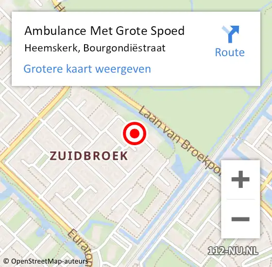 Locatie op kaart van de 112 melding: Ambulance Met Grote Spoed Naar Heemskerk, Bourgondiëstraat op 3 december 2021 06:34