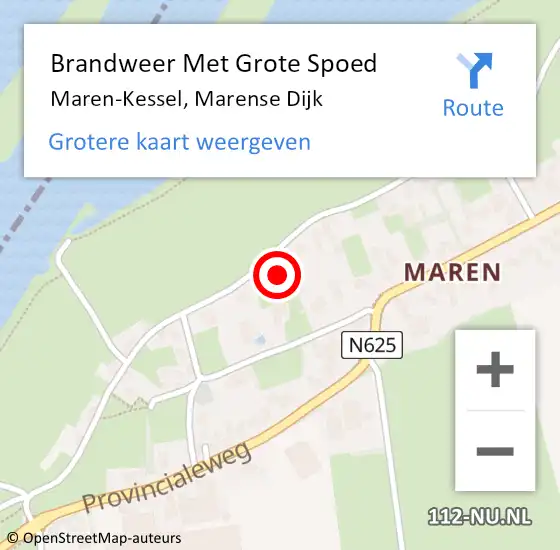 Locatie op kaart van de 112 melding: Brandweer Met Grote Spoed Naar Maren-Kessel, Marense Dijk op 3 december 2021 08:10