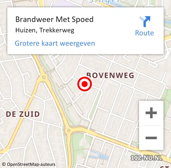 Locatie op kaart van de 112 melding: Brandweer Met Spoed Naar Huizen, Trekkerweg op 3 december 2021 08:37