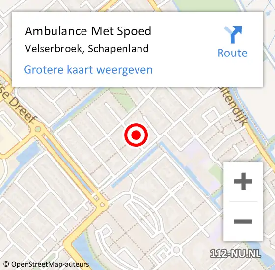 Locatie op kaart van de 112 melding: Ambulance Met Spoed Naar Velserbroek, Schapenland op 3 december 2021 08:50