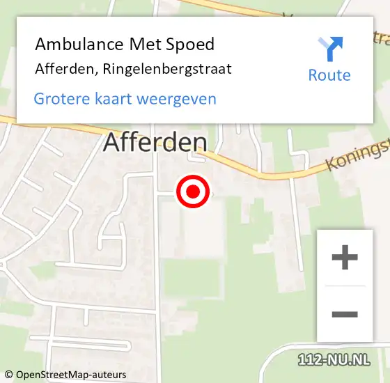 Locatie op kaart van de 112 melding: Ambulance Met Spoed Naar Afferden, Ringelenbergstraat op 3 december 2021 09:06