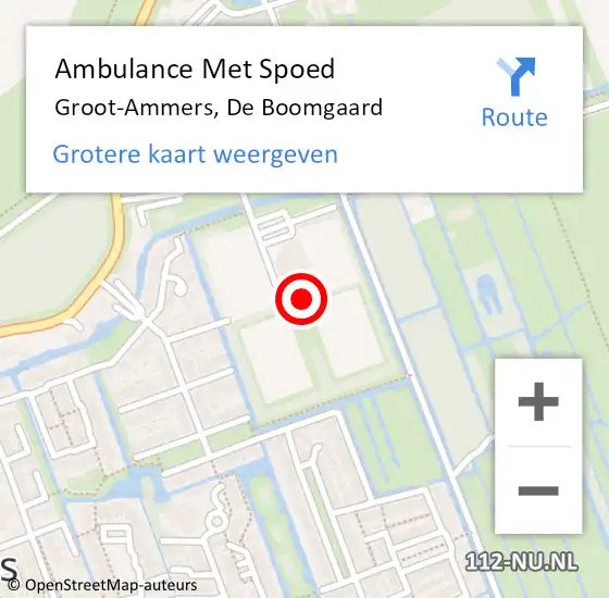 Locatie op kaart van de 112 melding: Ambulance Met Spoed Naar Groot-Ammers, De Boomgaard op 3 december 2021 09:29