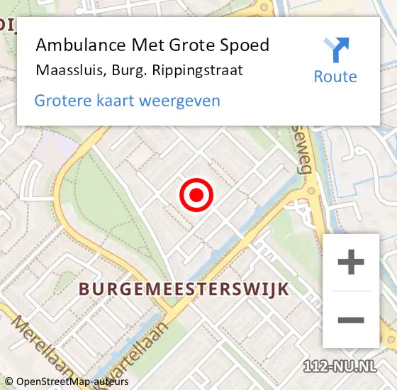 Locatie op kaart van de 112 melding: Ambulance Met Grote Spoed Naar Maassluis, Burg. Rippingstraat op 3 december 2021 09:34