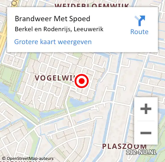 Locatie op kaart van de 112 melding: Brandweer Met Spoed Naar Berkel en Rodenrijs, Leeuwerik op 3 december 2021 09:53