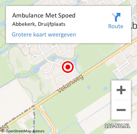 Locatie op kaart van de 112 melding: Ambulance Met Spoed Naar Abbekerk, Druijfplaats op 3 december 2021 10:13