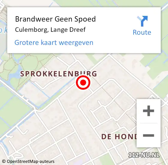 Locatie op kaart van de 112 melding: Brandweer Geen Spoed Naar Culemborg, Lange Dreef op 3 december 2021 10:15