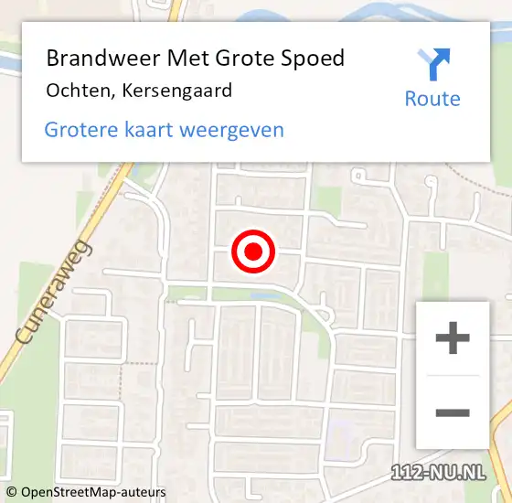 Locatie op kaart van de 112 melding: Brandweer Met Grote Spoed Naar Ochten, Kersengaard op 3 december 2021 10:15