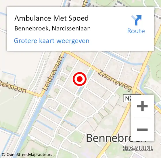 Locatie op kaart van de 112 melding: Ambulance Met Spoed Naar Bennebroek, Narcissenlaan op 3 december 2021 10:17