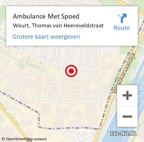 Locatie op kaart van de 112 melding: Ambulance Met Spoed Naar Weurt, Thomas van Heereveldstraat op 3 december 2021 10:19