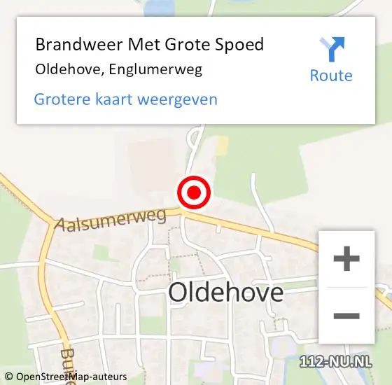 Locatie op kaart van de 112 melding: Brandweer Met Grote Spoed Naar Oldehove, Englumerweg op 3 december 2021 11:09